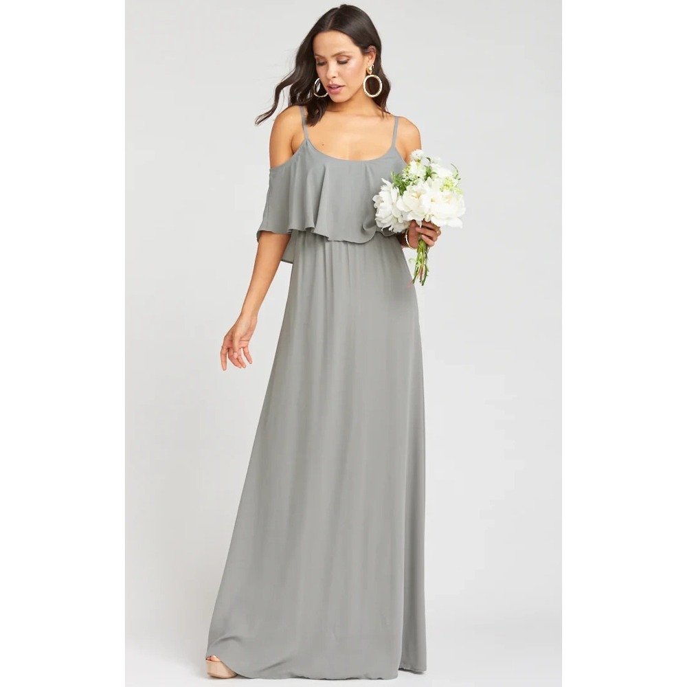 Show Me Your MuMu Womens Caitlin Ruffle Maxi Dress Blue Size Large New